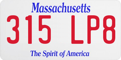 MA license plate 315LP8
