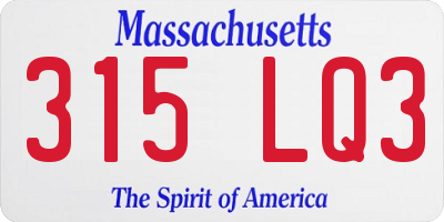 MA license plate 315LQ3