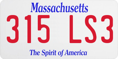 MA license plate 315LS3