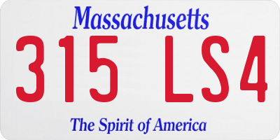 MA license plate 315LS4