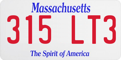 MA license plate 315LT3