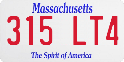 MA license plate 315LT4
