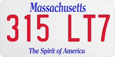 MA license plate 315LT7