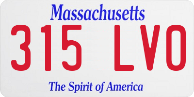 MA license plate 315LV0
