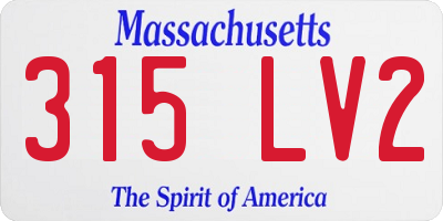 MA license plate 315LV2