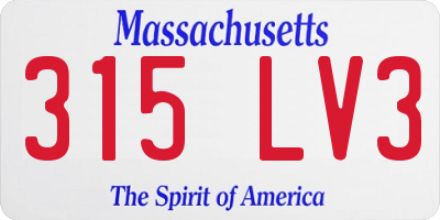 MA license plate 315LV3