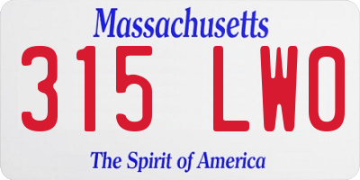 MA license plate 315LW0