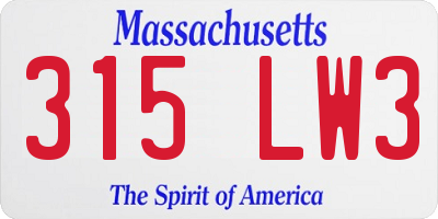 MA license plate 315LW3