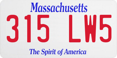 MA license plate 315LW5