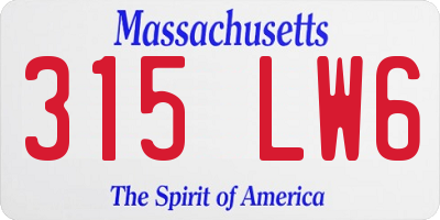 MA license plate 315LW6