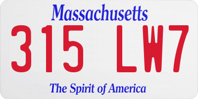 MA license plate 315LW7