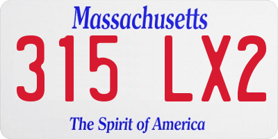 MA license plate 315LX2