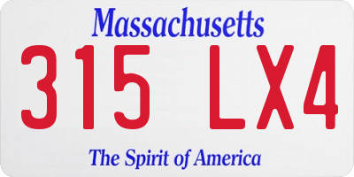 MA license plate 315LX4