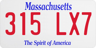 MA license plate 315LX7