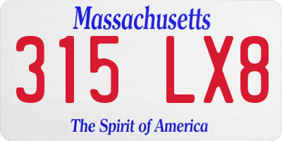 MA license plate 315LX8