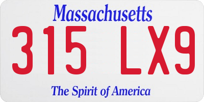 MA license plate 315LX9