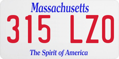 MA license plate 315LZ0