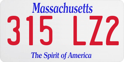 MA license plate 315LZ2