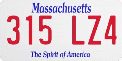 MA license plate 315LZ4