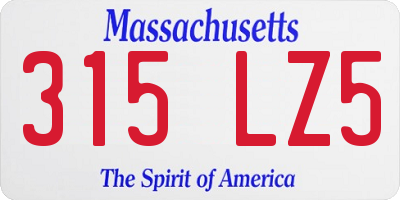 MA license plate 315LZ5