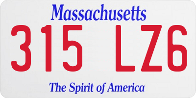MA license plate 315LZ6