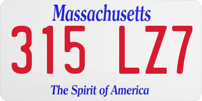 MA license plate 315LZ7