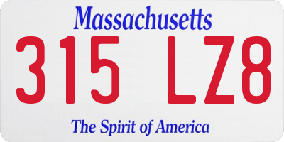 MA license plate 315LZ8