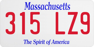 MA license plate 315LZ9