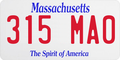 MA license plate 315MA0