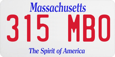 MA license plate 315MB0