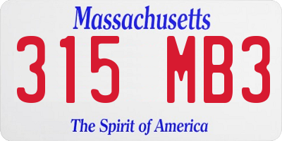 MA license plate 315MB3