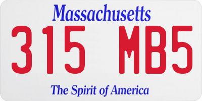 MA license plate 315MB5