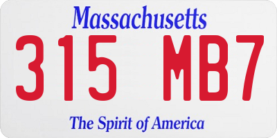 MA license plate 315MB7