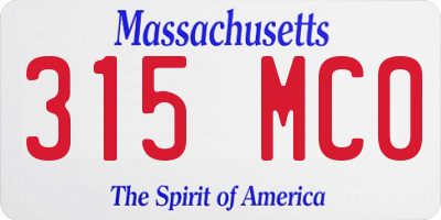 MA license plate 315MC0