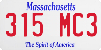 MA license plate 315MC3