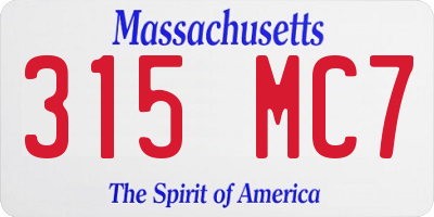 MA license plate 315MC7