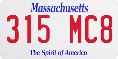 MA license plate 315MC8