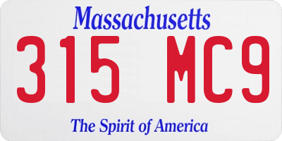 MA license plate 315MC9