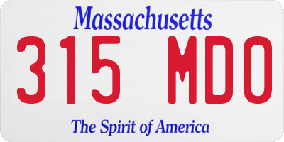 MA license plate 315MD0
