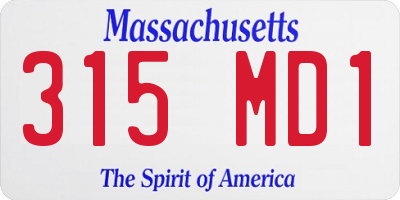 MA license plate 315MD1