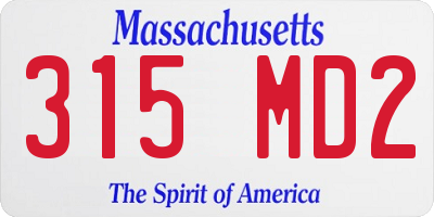 MA license plate 315MD2