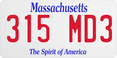 MA license plate 315MD3