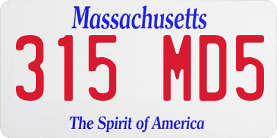 MA license plate 315MD5