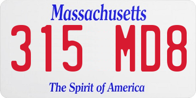 MA license plate 315MD8