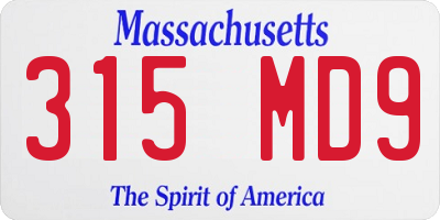 MA license plate 315MD9