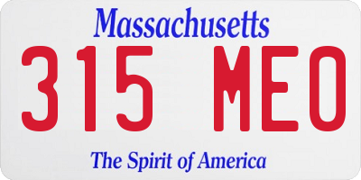 MA license plate 315ME0
