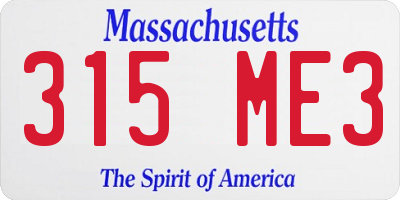MA license plate 315ME3