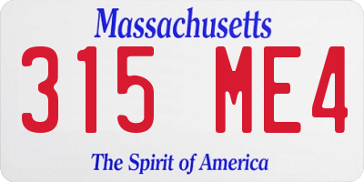 MA license plate 315ME4