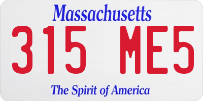 MA license plate 315ME5