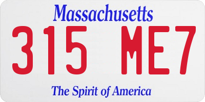 MA license plate 315ME7